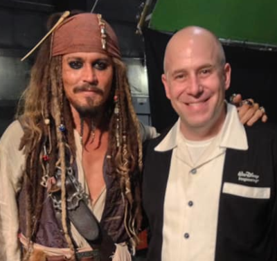 Johnny Depp as Jack Sparrow with Mentor alum Jason Surrell ('88)