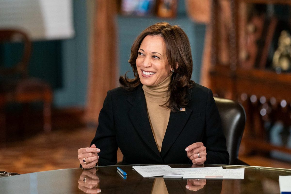 Harris pictured during an interview with NBC, 2021 