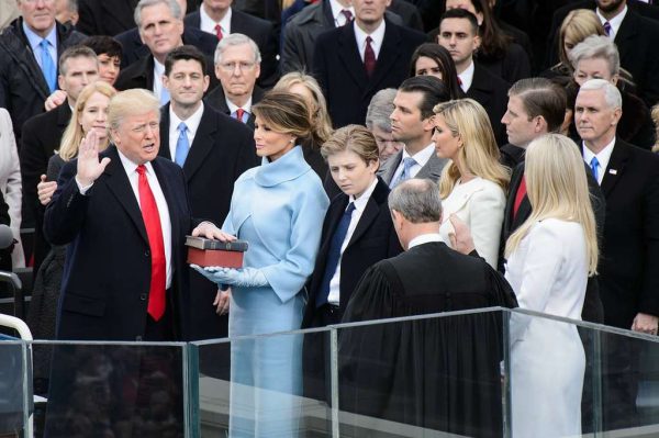 Donald Trump being sworn into Office, 2017 - (Public Domain)