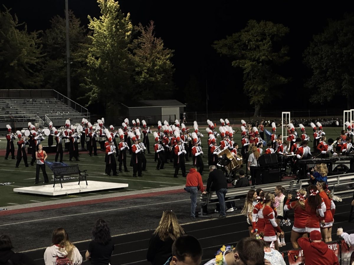 Fighting Cardinal Marching Band during halftime.