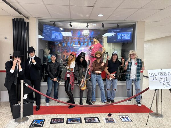 Teachers of the art department dressed up as a variety of SNL characters for Halloween
