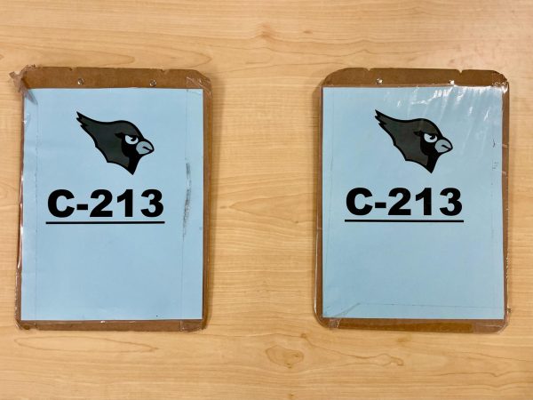 Physical bathroom passes at MHS, as found in Mr. Couch's room in C-213.