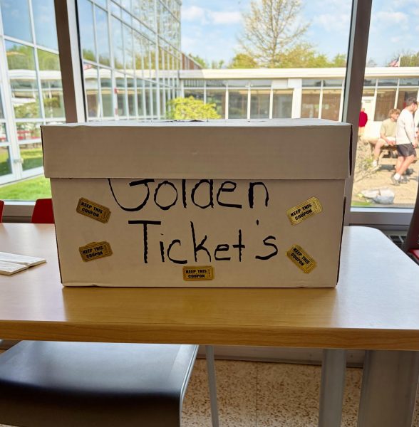 Basket for Golden Tickets decorated for the Golden Ticket Day event